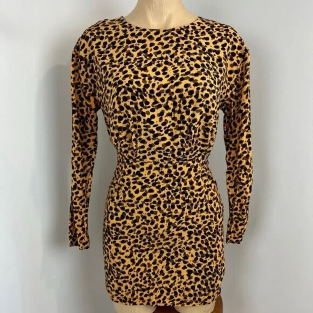 Stockholm Atelier Other Stories Womens 2 Cheetah Yellow Black Bodycon Dress - Picture 1 of 16